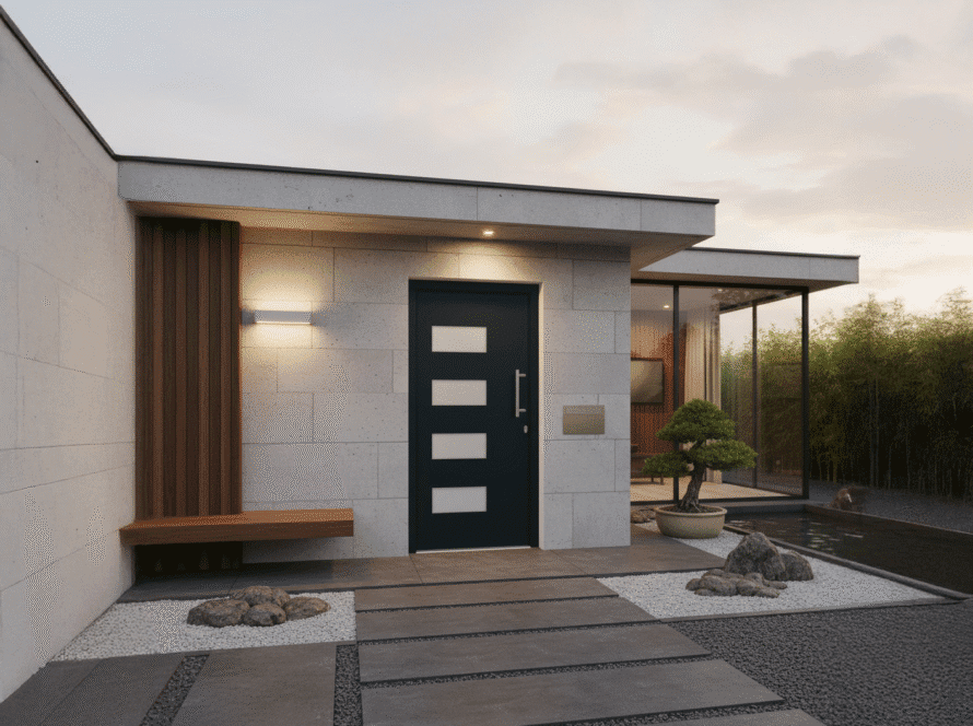 Puerta de entrada exterior de PVC moderna de alta seguridad con aislamiento térmico - TermProtect